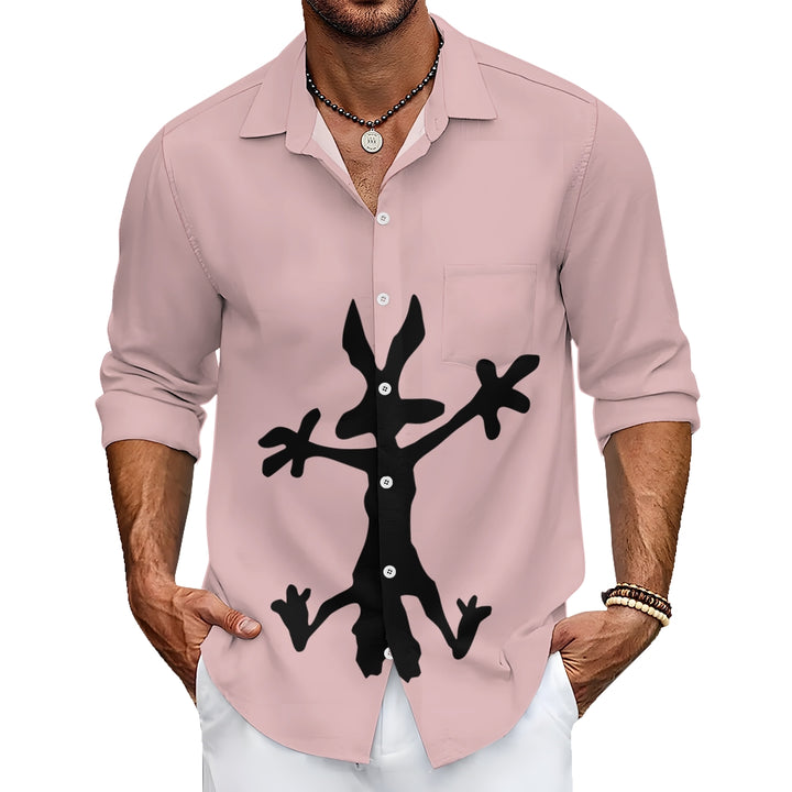 Cheerful Bunny Art Print Casual Long Sleeve Shirt