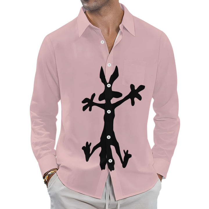 Cheerful Bunny Art Print Casual Long Sleeve Shirt