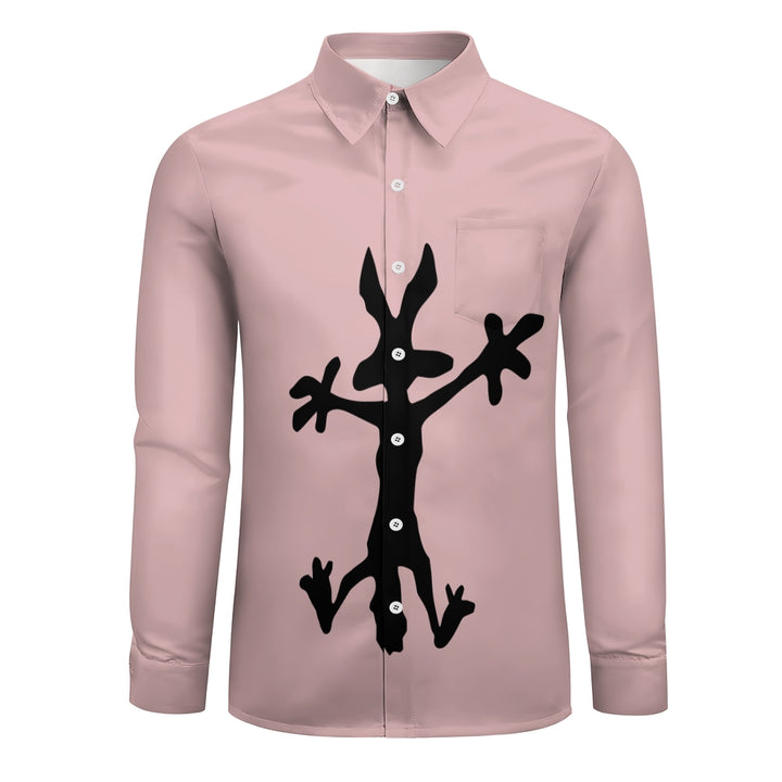 Cheerful Bunny Art Print Casual Long Sleeve Shirt