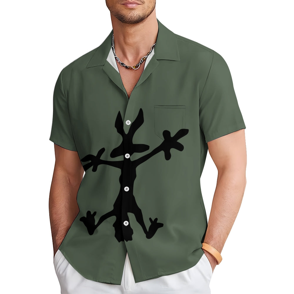 Cheerful Bunny Art Print Casual Short Sleeve Shirt 2411012309