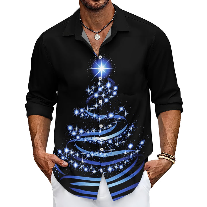 Christmas Tree Men's Pocket Long Sleeve Shirts 2412000524