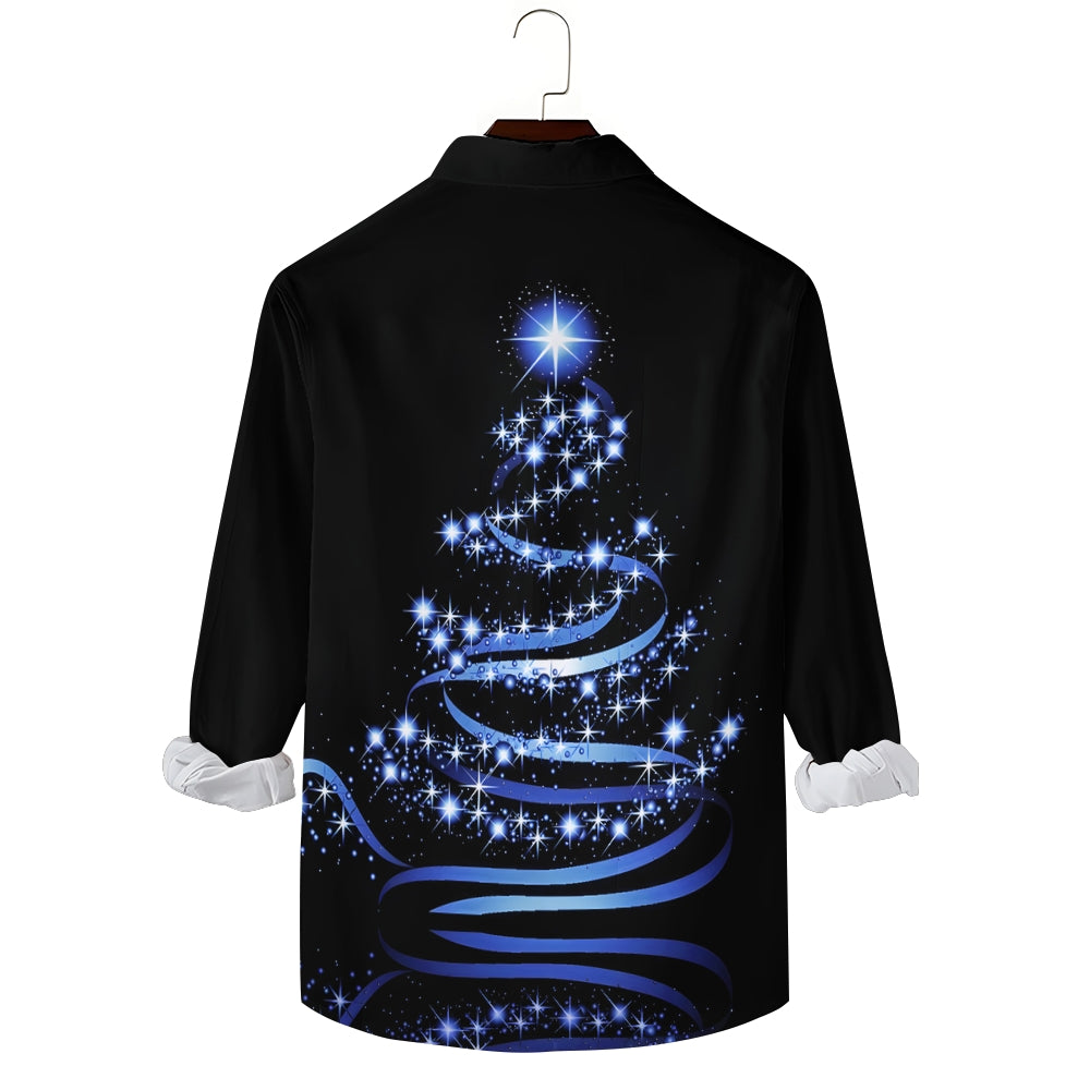 Christmas Tree Men's Pocket Long Sleeve Shirts 2412000524