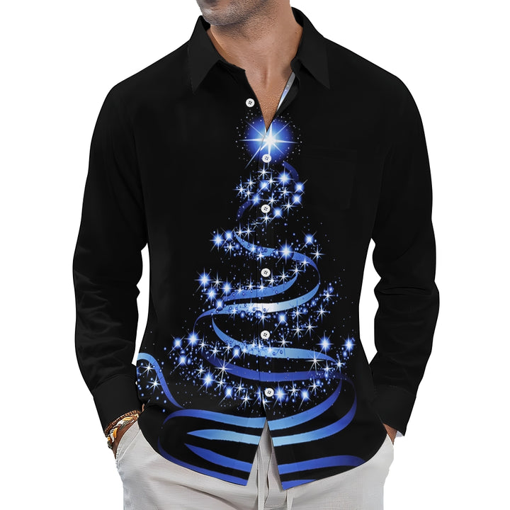 Christmas Tree Men's Pocket Long Sleeve Shirts 2412000524