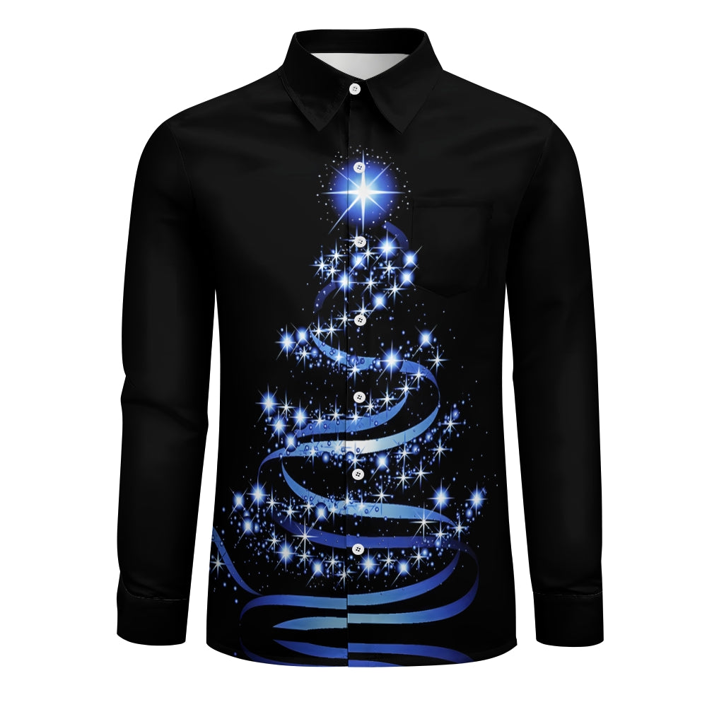 Christmas Tree Men's Pocket Long Sleeve Shirts 2412000524