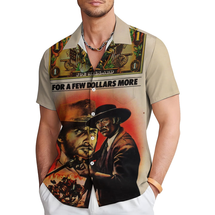 Men's Classic Cowboy Character Printed Short Sleeve Shirt 2412000572