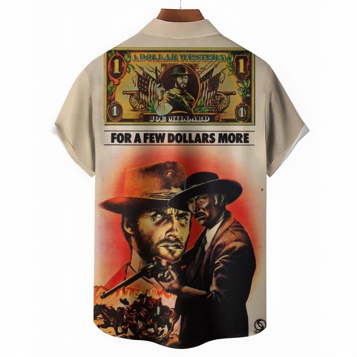 Men's Classic Cowboy Character Printed Short Sleeve Shirt 2412000572