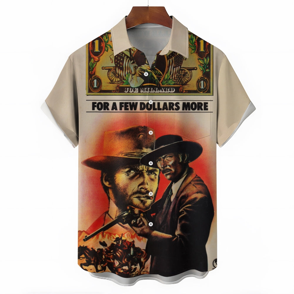 Men's Classic Cowboy Character Printed Short Sleeve Shirt 2412000572