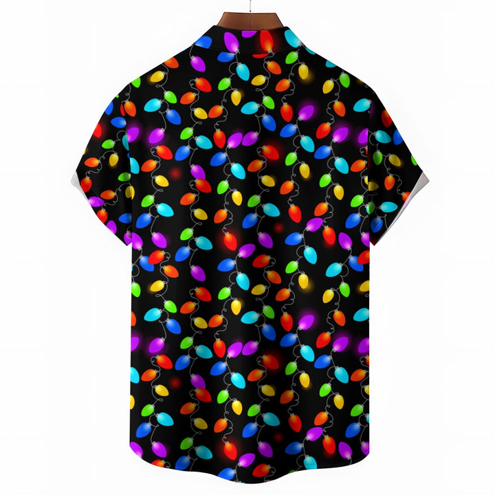 80S Retro Neon Disco Funny Christmas Lights Cartoon Costumes Printing Shirt 2412000623