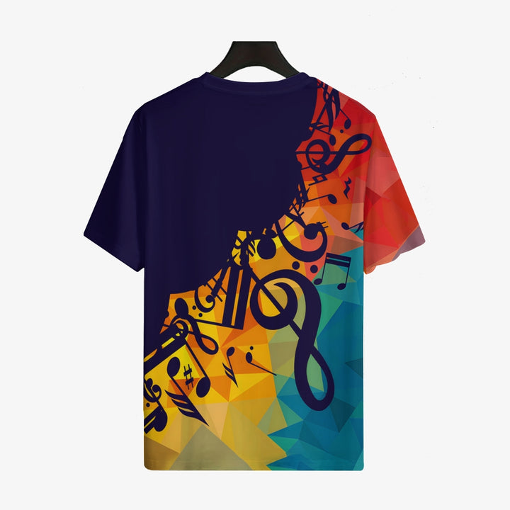 Mens 3D Musical Note Print Short Sleeve Crew Neck T-shirt 2412001027