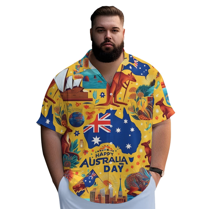 Australia Day Illustration Art Chest Pocket Hawaiian Shirt 2412001304