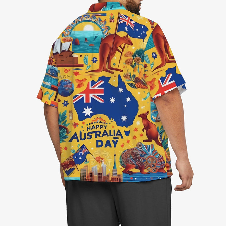 Australia Day Illustration Art Chest Pocket Hawaiian Shirt 2412001304