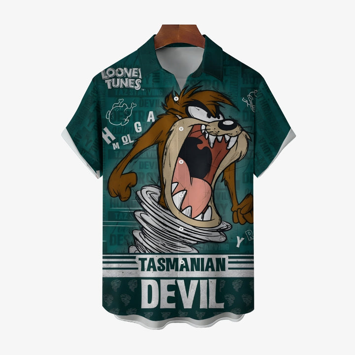 Men's Fun Cartoon Big Mouth Monster Short Sleeve Shirt 2412001536