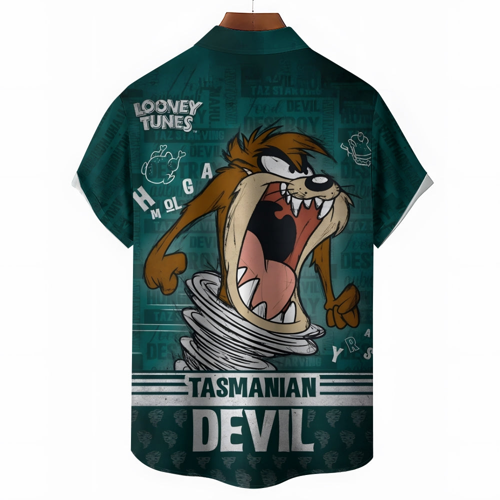 Men's Fun Cartoon Big Mouth Monster Short Sleeve Shirt 2412001536