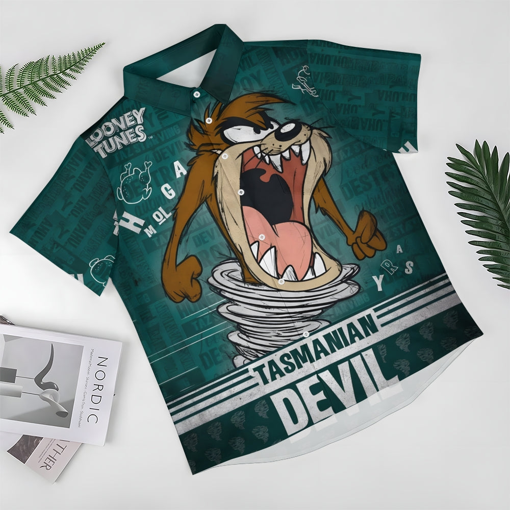 Men's Fun Cartoon Big Mouth Monster Short Sleeve Shirt 2412001536