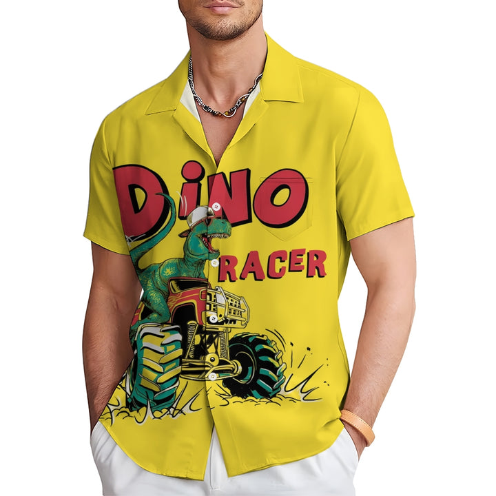 Men's Dinosaur Racing Truck Hawaiian Shirt 2412001786