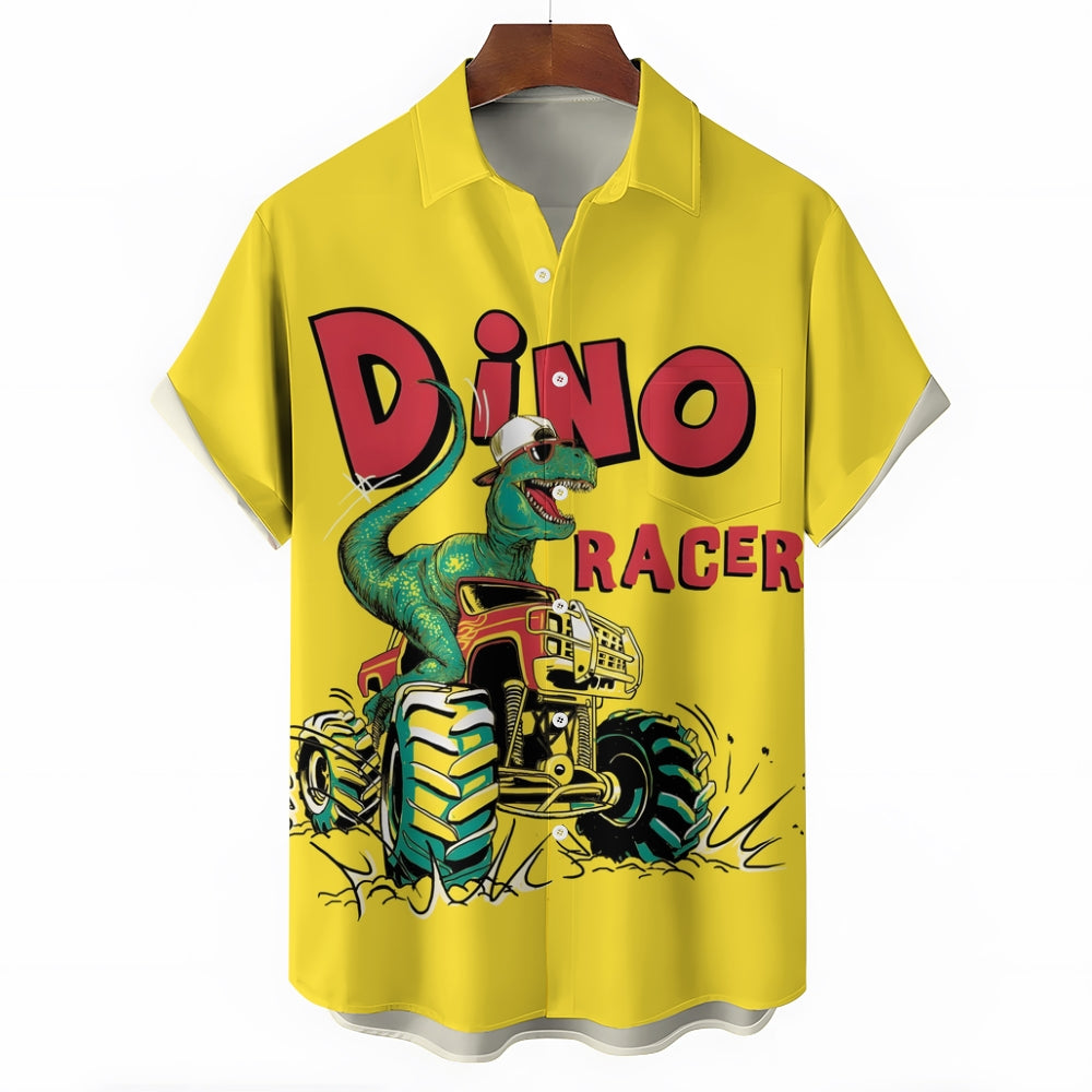 Men's Dinosaur Racing Truck Hawaiian Shirt 2412001786