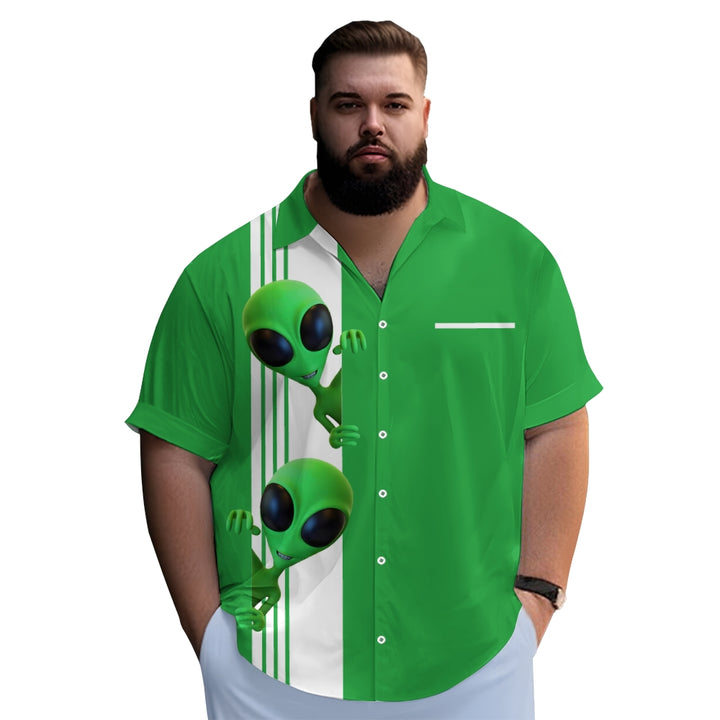 Alien Stripe Short Sleeve Bowling Shirt