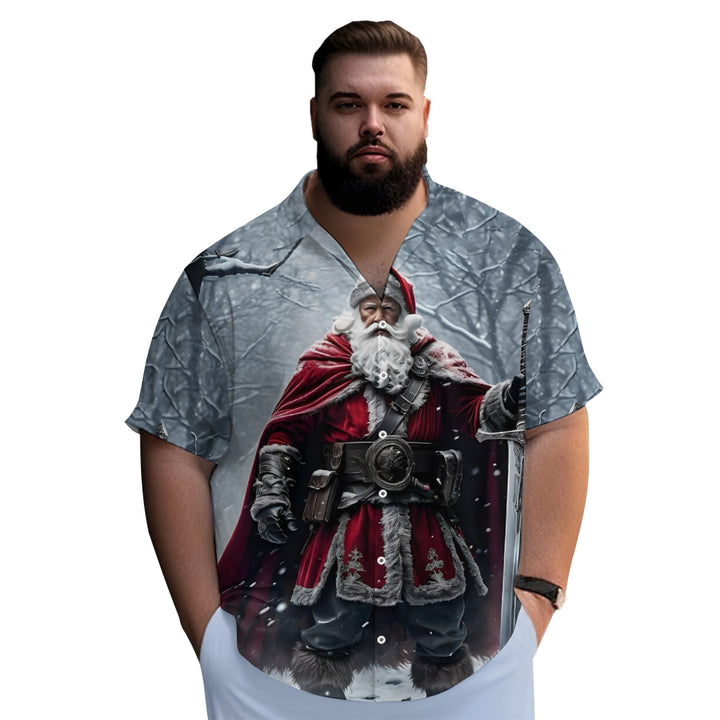 Christmas Santa Claus Chest Pocket Casual Shirt 2412000634