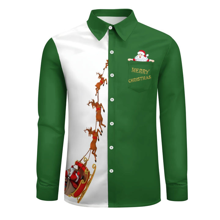 Men's Christmas Creative Design Christmas Father Pattern Long Sleeve Shirts 2412002188