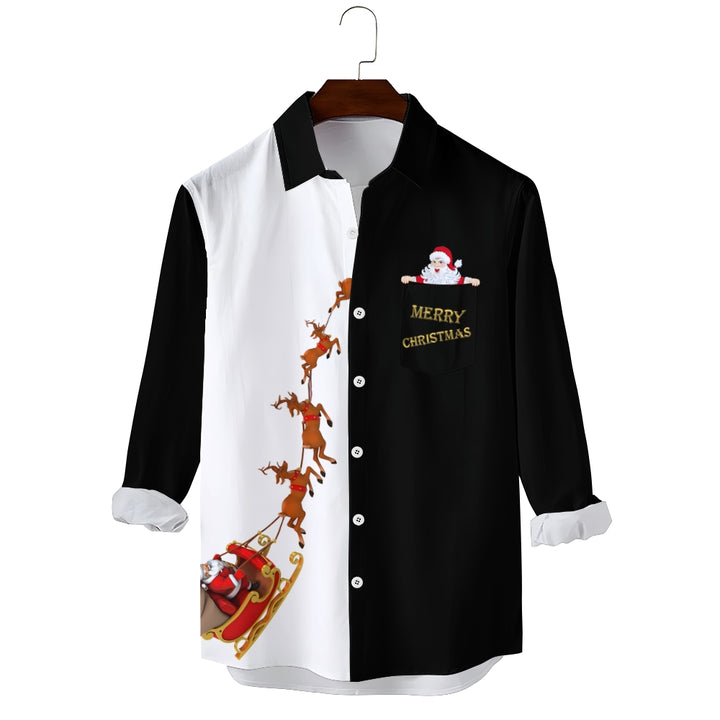 Men's Christmas Creative Design Christmas Father Pattern Long Sleeve Shirts 2412002188