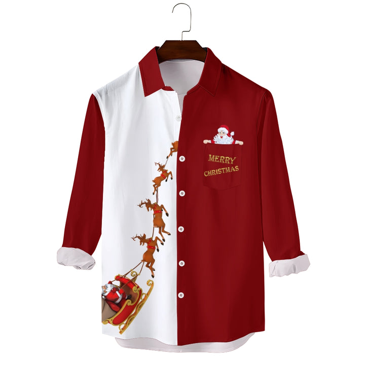 Men's Christmas Creative Design Christmas Father Pattern Long Sleeve Shirts 2412002188