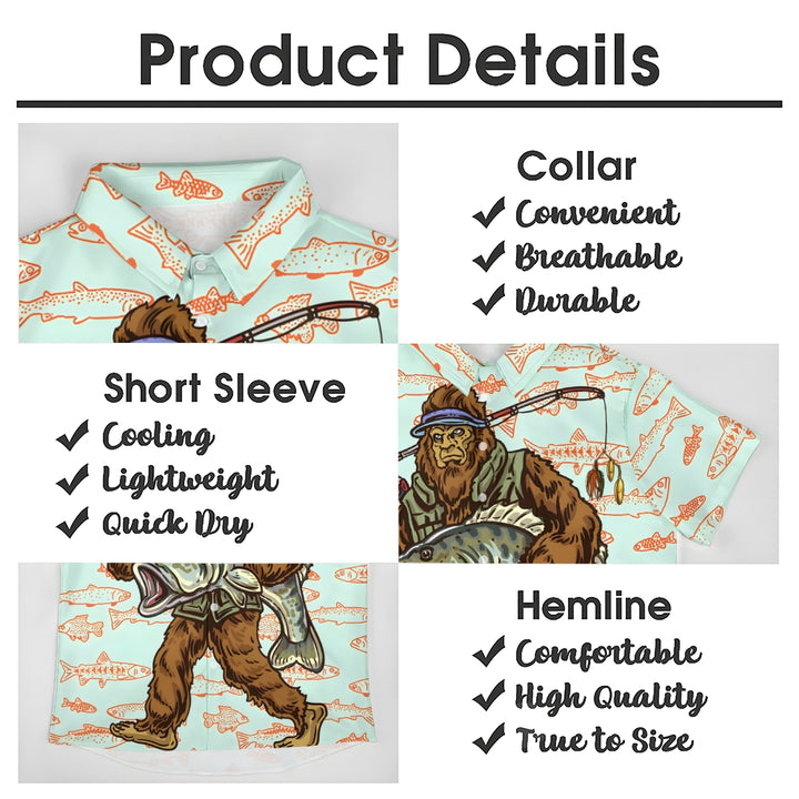 Fishing Bigfoot Breathable Linen Short Sleeve Shirt 2412002646