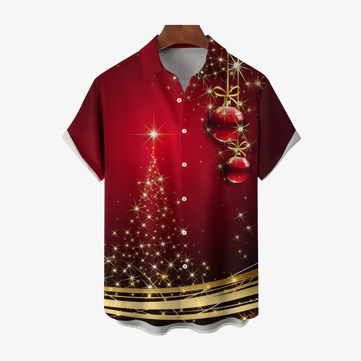 Men's Christmas Art Christmas Tree Short Sleeve Shirt 2412002743