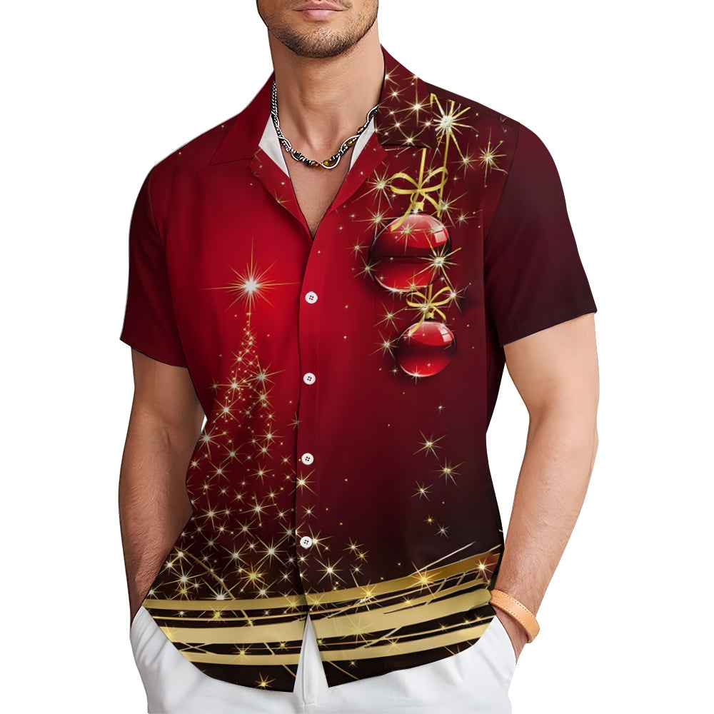 Men's Christmas Art Christmas Tree Short Sleeve Shirt 2412002743