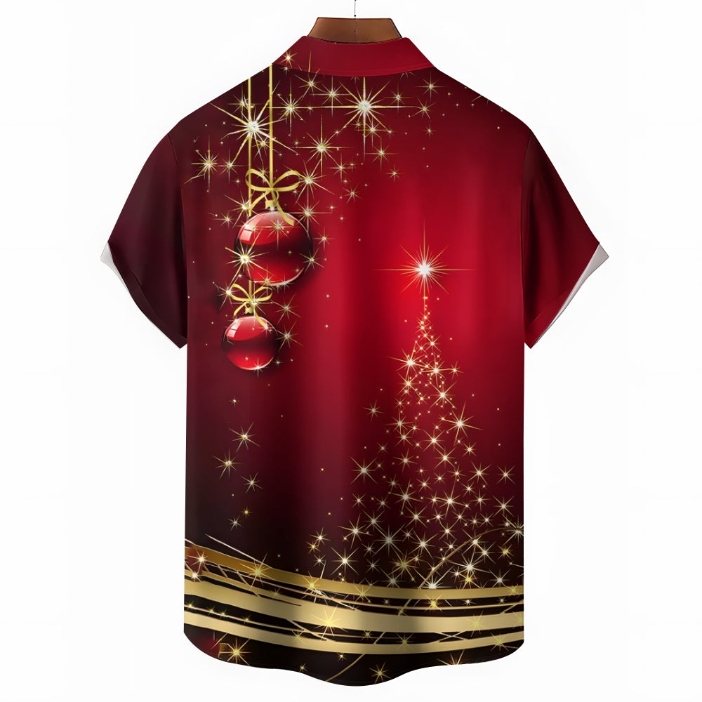 Men's Christmas Art Christmas Tree Short Sleeve Shirt 2412002743