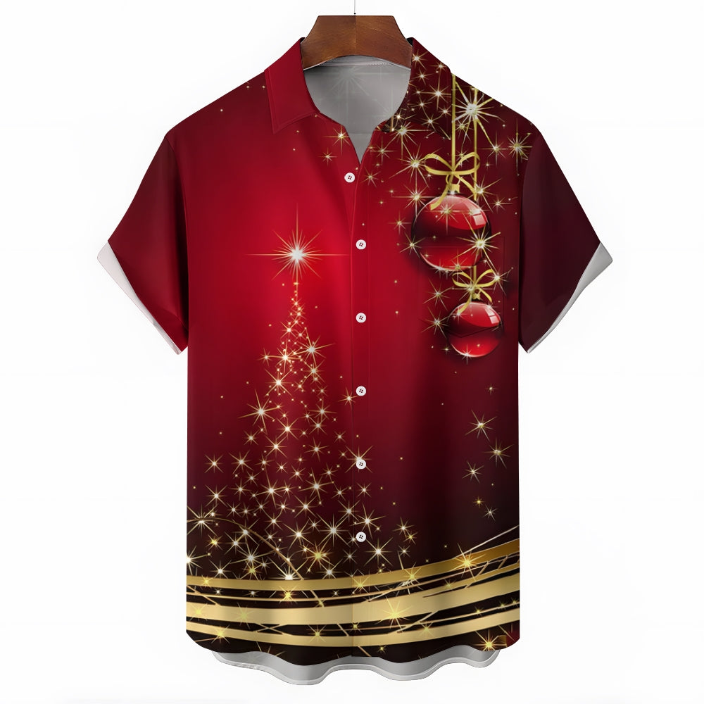 Men's Christmas Art Christmas Tree Short Sleeve Shirt 2412002743