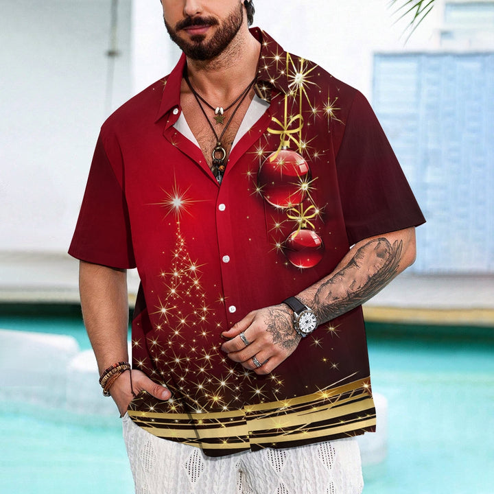 Men's Christmas Art Christmas Tree Short Sleeve Shirt 2412002743