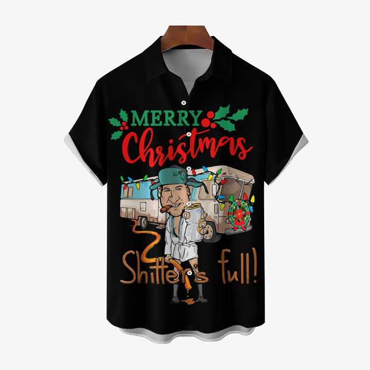 Classic Merry Christmas Festive Bus And Character Printing Shirt 2412003089