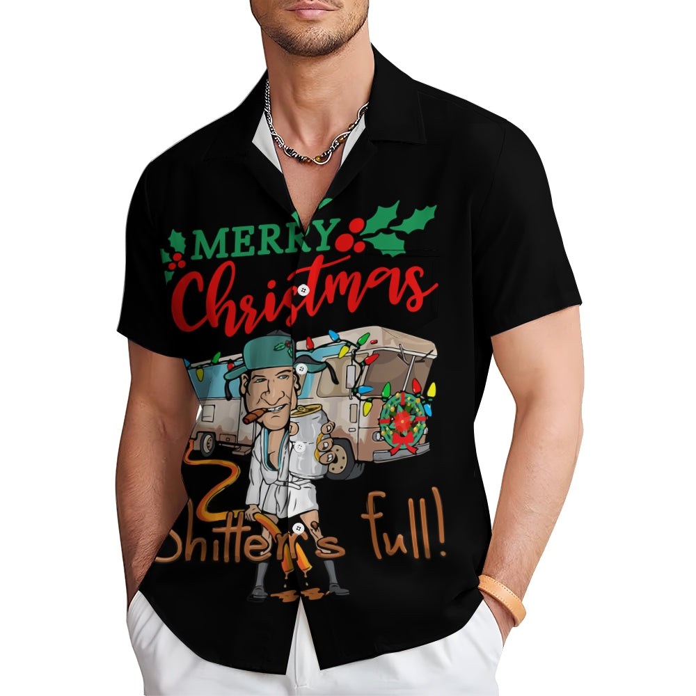 Classic Merry Christmas Festive Bus And Character Printing Shirt 2412003089