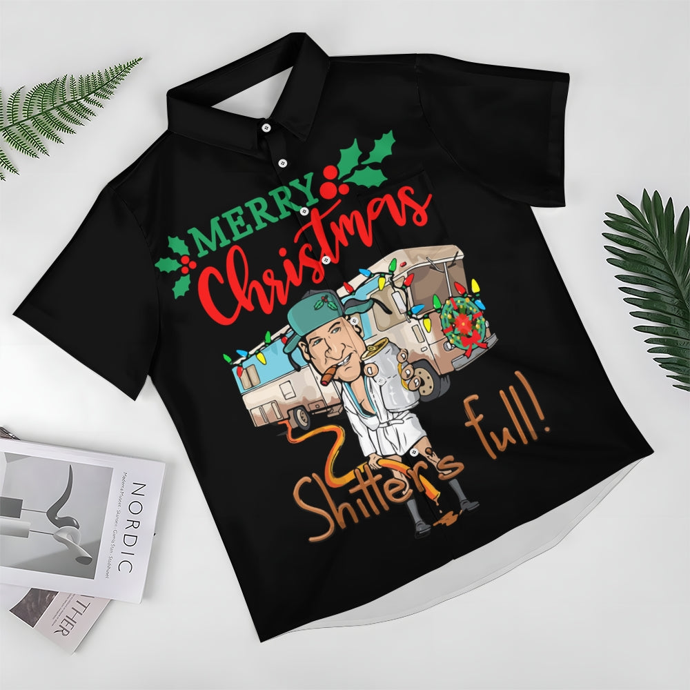 Classic Merry Christmas Festive Bus And Character Printing Shirt 2412003089