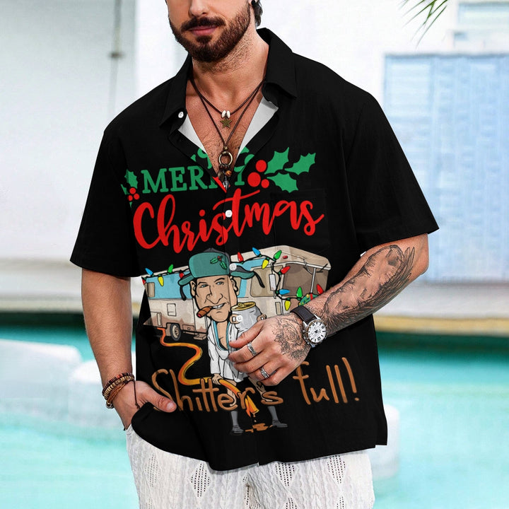 Classic Merry Christmas Festive Bus And Character Printing Shirt 2412003089