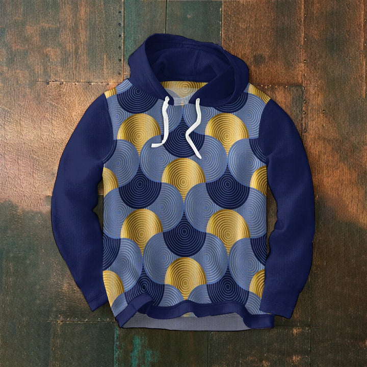 Waffle Fashion Geometric Pattern Print Hoodie 2412003406