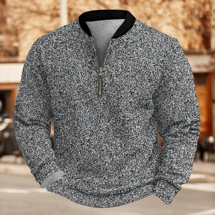 Men's Vintage Abstract Textured Print Stand Collar Zip Oversized Sweatshirt 2412003641