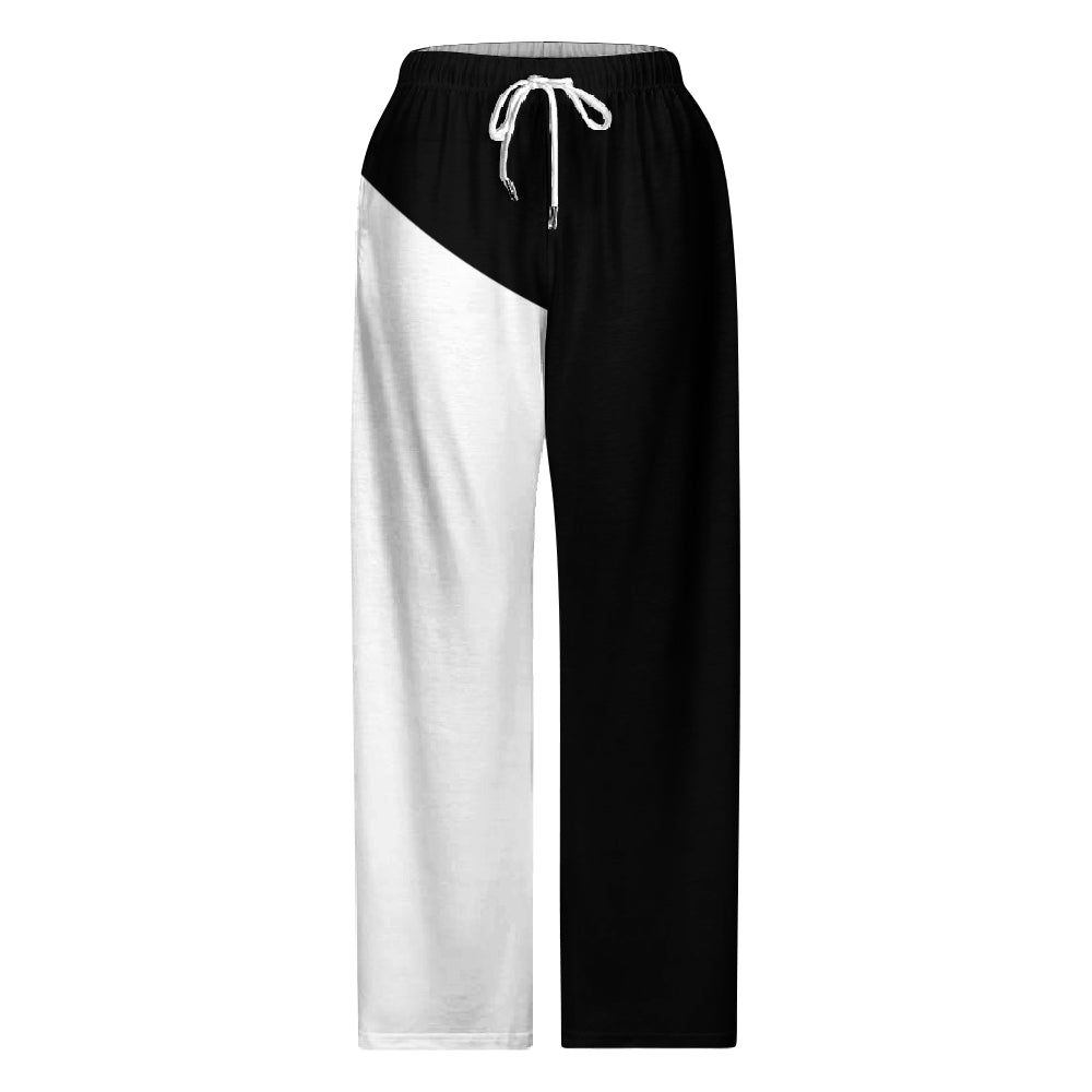 Men's Color Block Elastic Waist Drawstring Wide Leg Trousers 2412003812