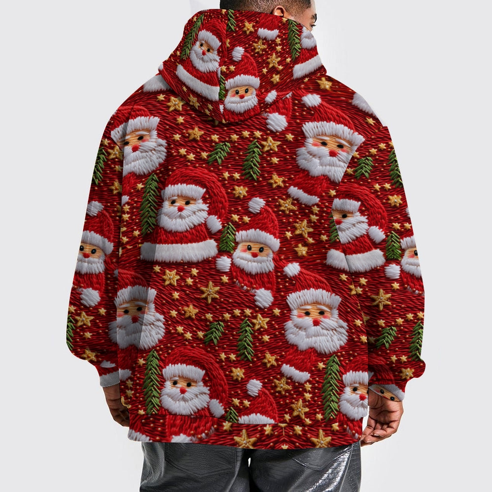 Men's 3D Santa Print Casual Hooded Sweatshirt 2412003692