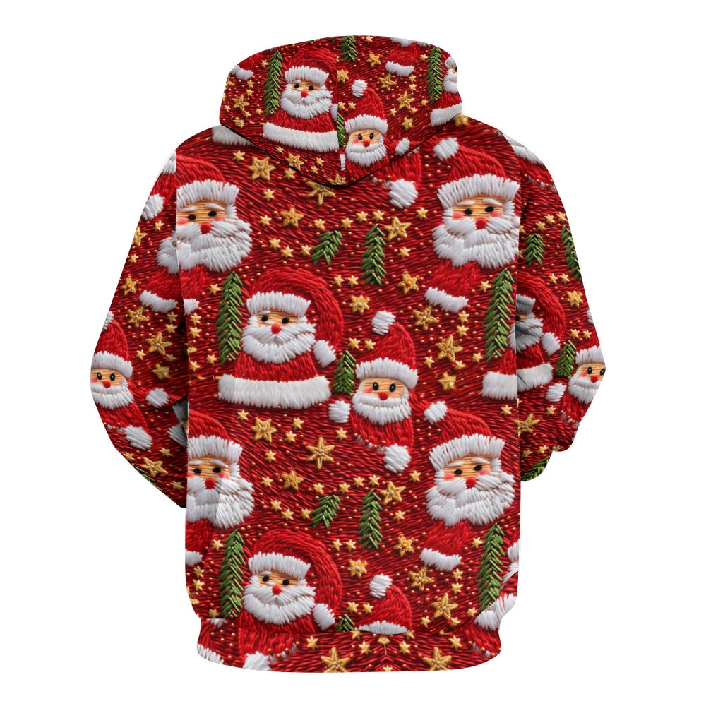 Men's 3D Santa Print Casual Hooded Sweatshirt 2412003692