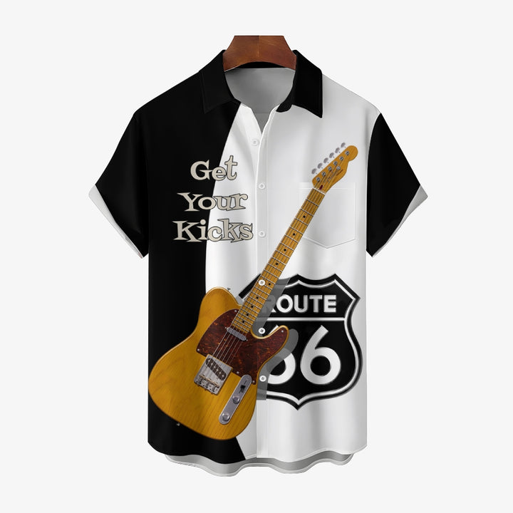 Stitching Electric Guitar Bass Short Sleeve Shirt 2412003712