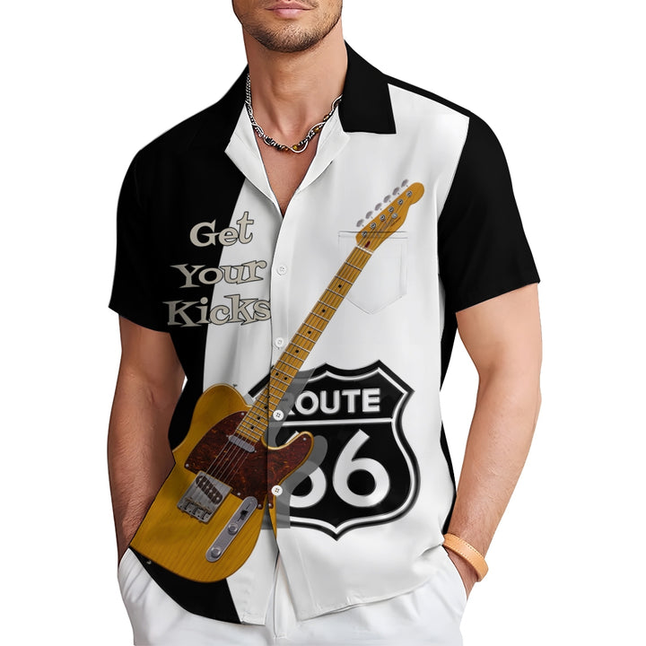 Stitching Electric Guitar Bass Short Sleeve Shirt 2412003712