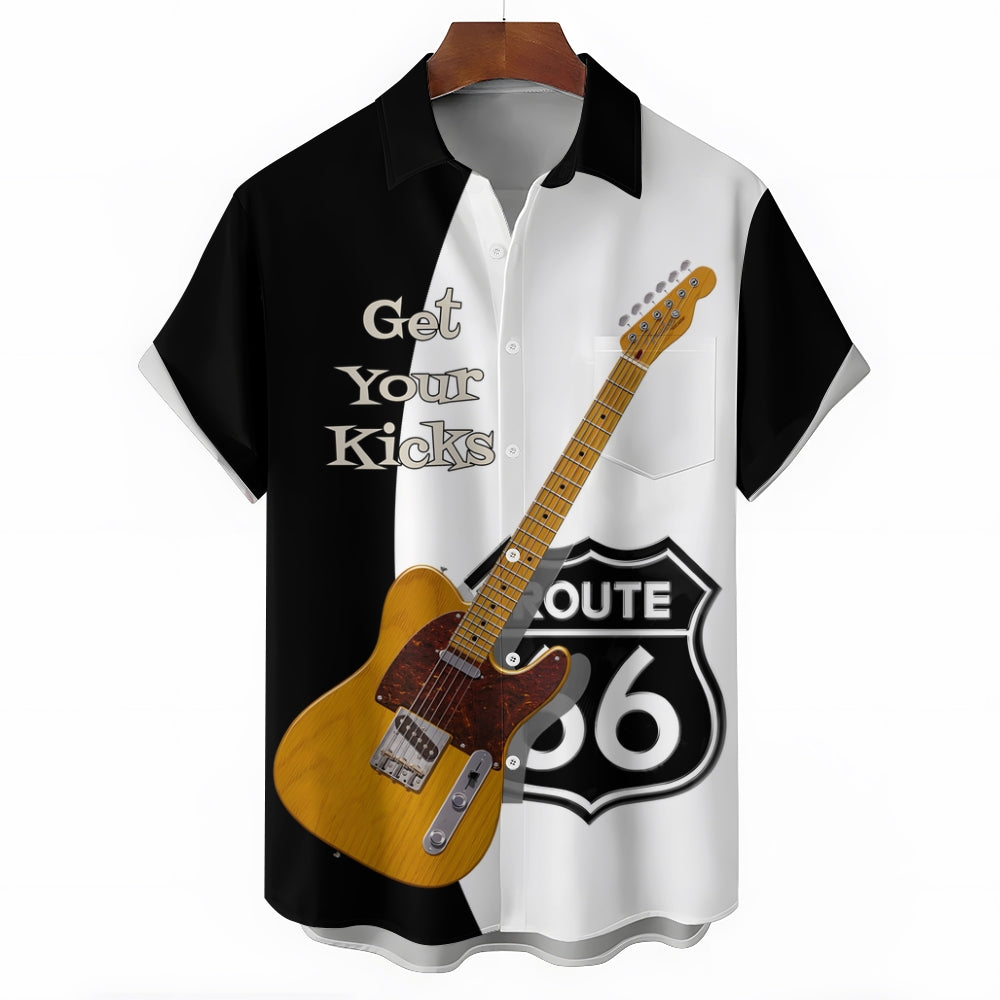 Stitching Electric Guitar Bass Short Sleeve Shirt 2412003712