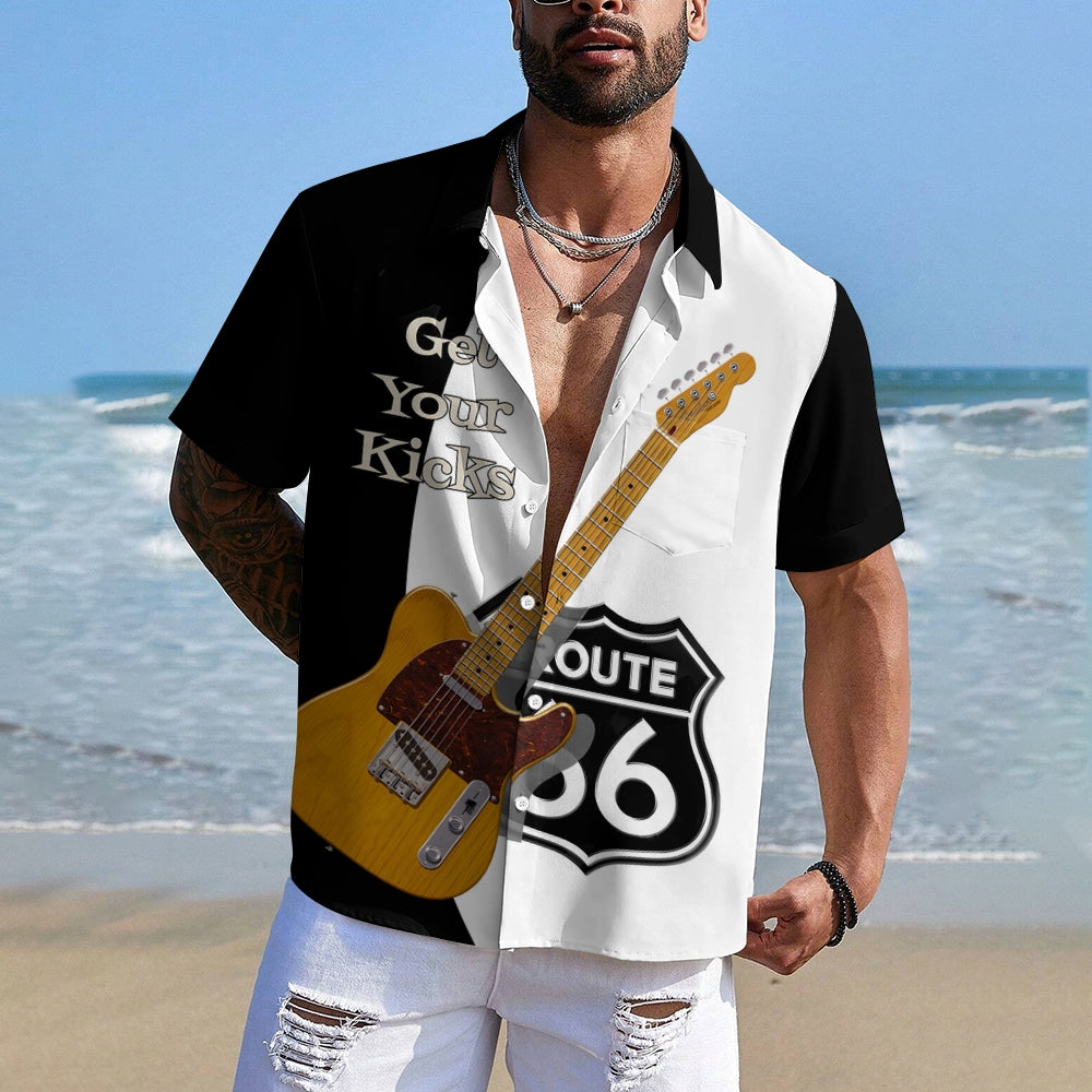 Stitching Electric Guitar Bass Short Sleeve Shirt 2412003712