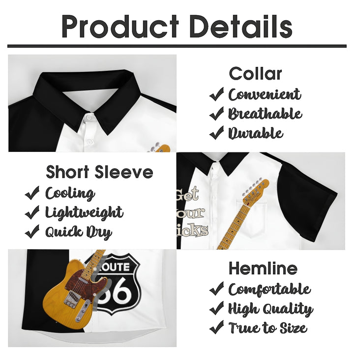 Stitching Electric Guitar Bass Short Sleeve Shirt 2412003712