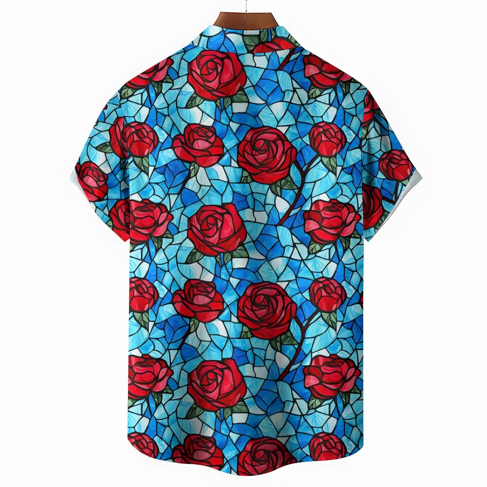 Valentine'S Day Romantic Red Rose Graphic Print Shirt 2412003941