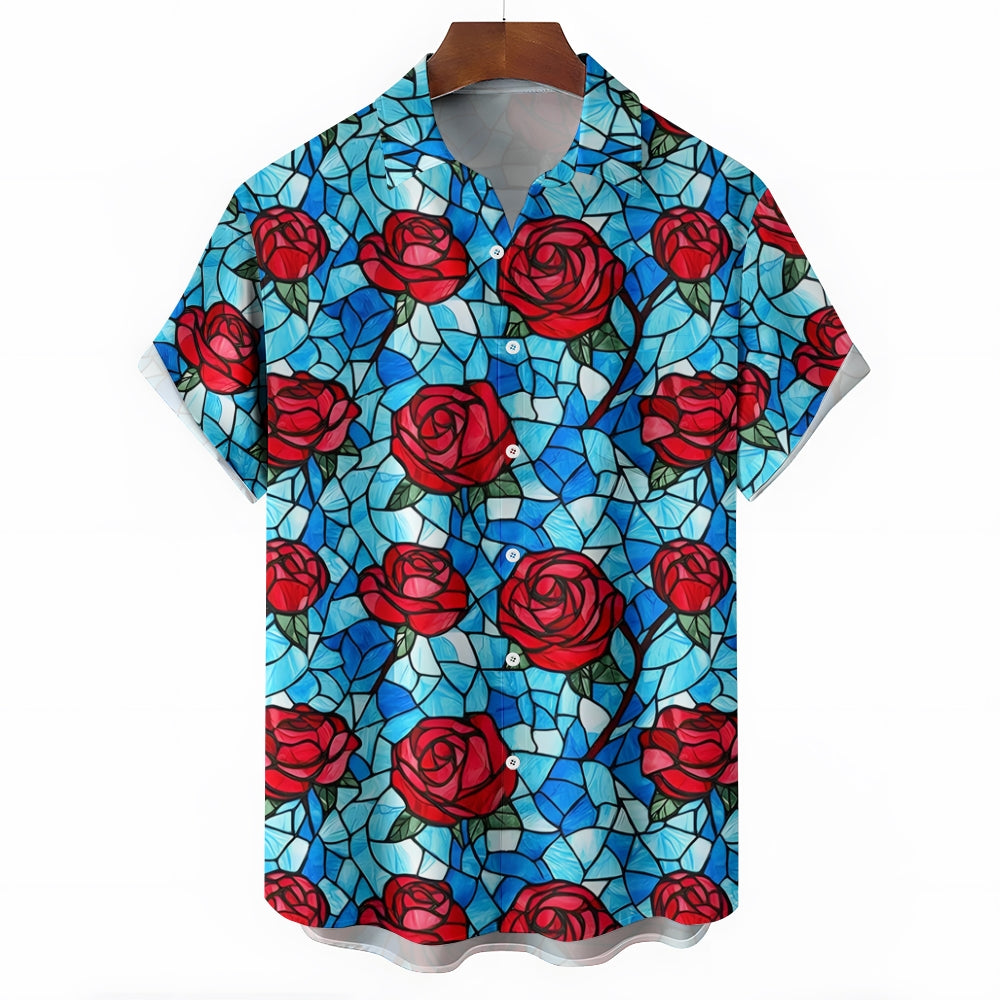 Valentine'S Day Romantic Red Rose Graphic Print Shirt 2412003941