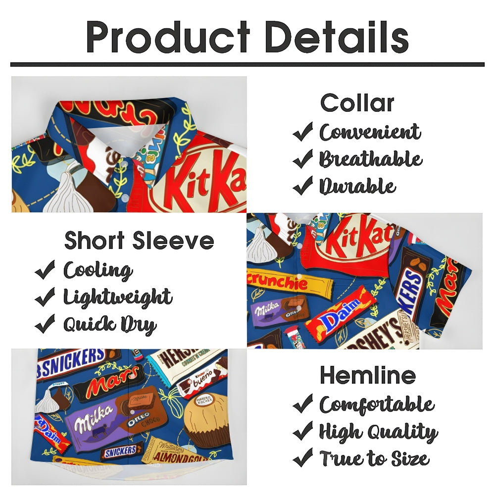 Cartoon Various Chocolate Wrappers PrintingShort Sleeve Shirt 2412005135