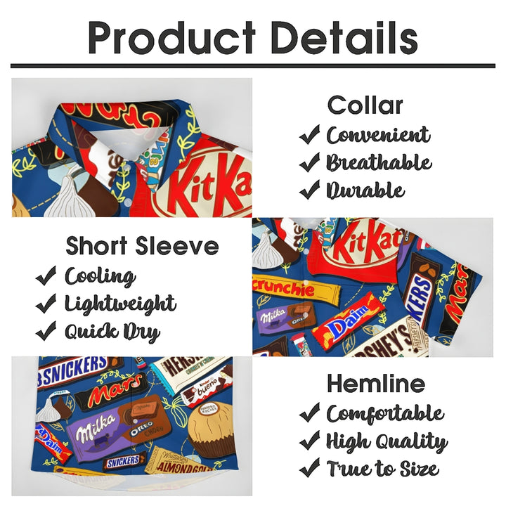 Cartoon Various Chocolate Wrappers PrintingShort Sleeve Shirt 2412005135