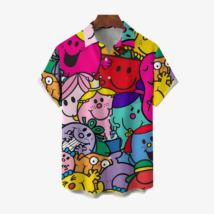 Vibrant And Colorful Cartoon Characters Pattern Printing Shirt 2412005221